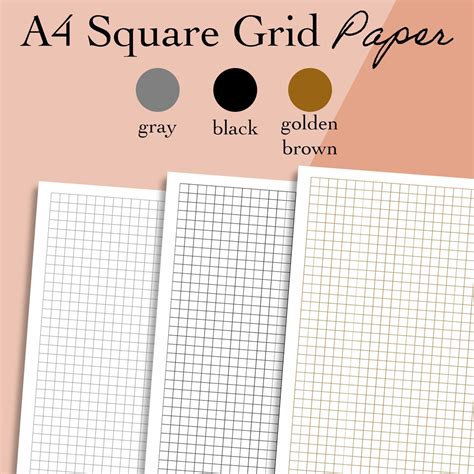 A4 Square Grid Paper Printable, 5mm Square Graph Paper Insert, A4 Square Grid Journal Template ...