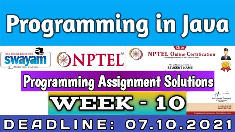 Nptel Programming In Java Week Programming Assignment Answers