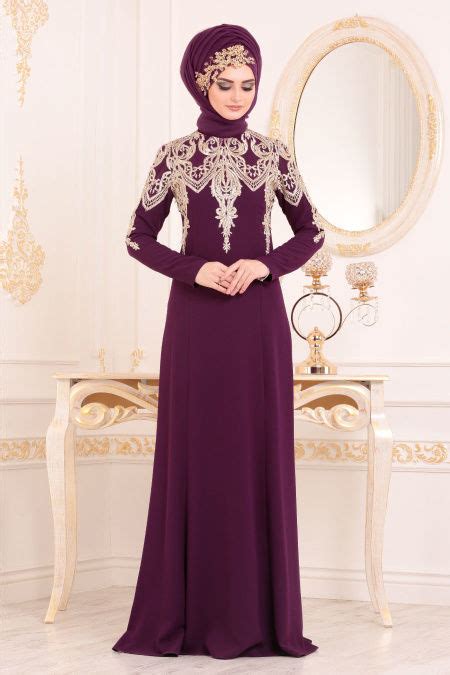 Stylish Purple Islamic Clothing Prom Dress 20130MOR Neva Style