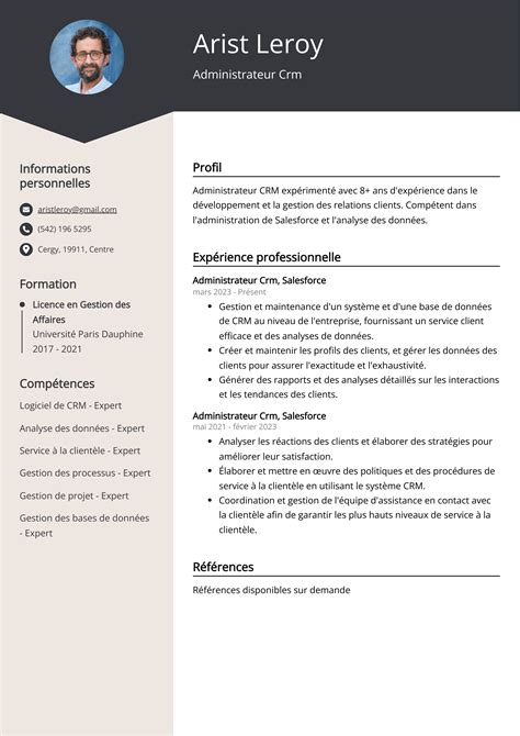 Administrateur Crm Exemple De Cv Pour