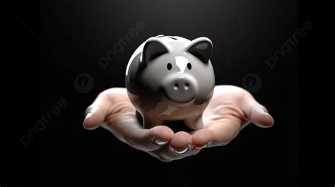 Piggy Bank With One Hand Holding It Background 3d Hand Hold Piggy Bank