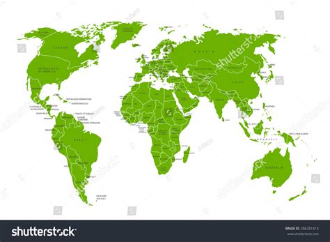 Political Map World Green World Mapcountries Stock Vector (Royalty Free ...