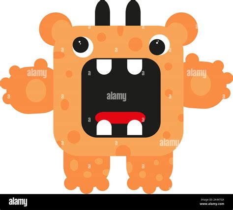 Monster With Horns Illustration Vector On A White Background Stock