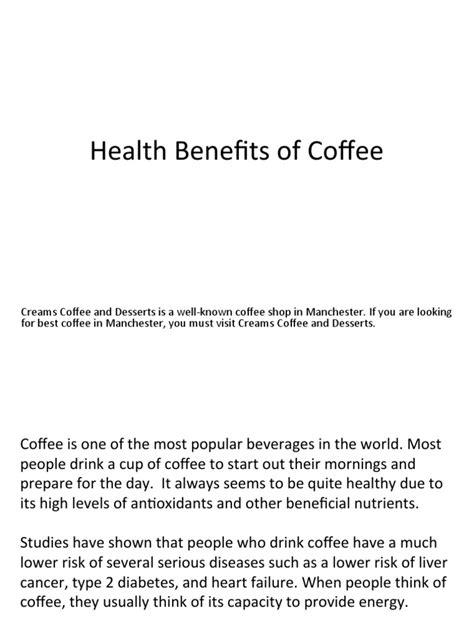 Health Benefits Of Coffee Pdf Caffeine Coffee