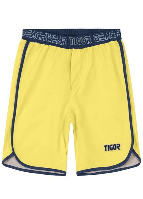 Bermuda Tactel Menino Amarelo Tigor T Tigre