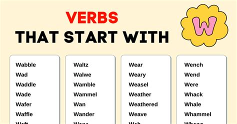 Examples Of Verbs That Start With W In English Esl