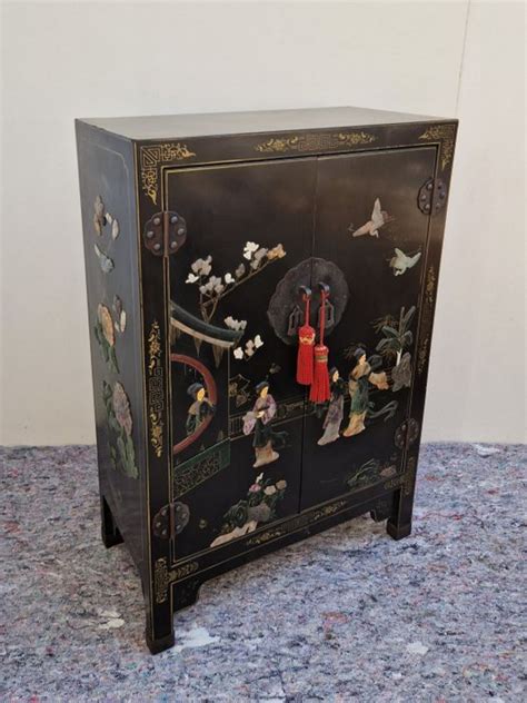 Chinoiserie Mobiletto Legno Pietra Minerale Lacca Catawiki