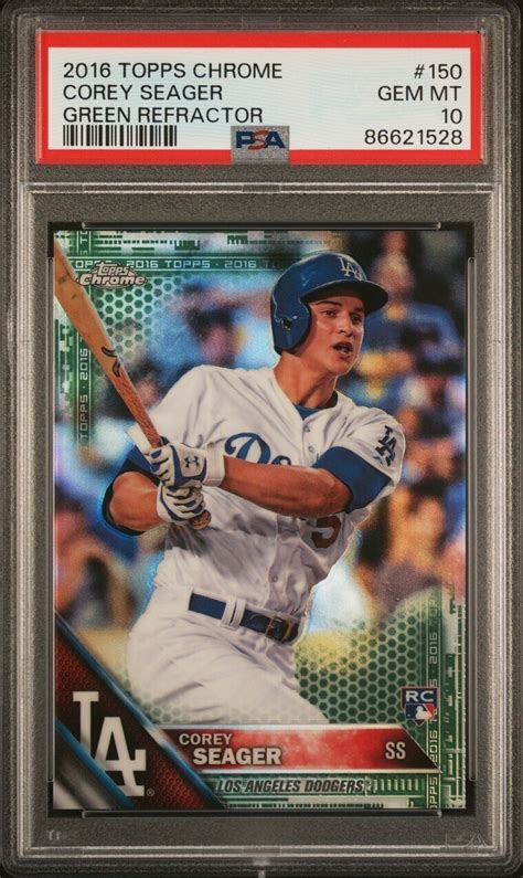 Topps Chrome Corey Seager Green Refractor Psa Rookie