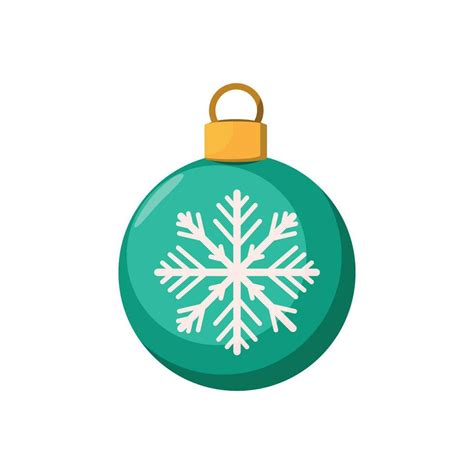 Green Christmas Ball With Snowflakes On A White Background