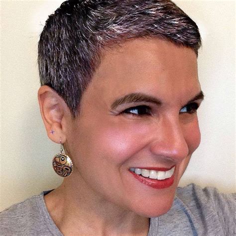 Grey Hair At 43 Short Pixie Cut Short Pixie Haircuts Pixie Hairstyles