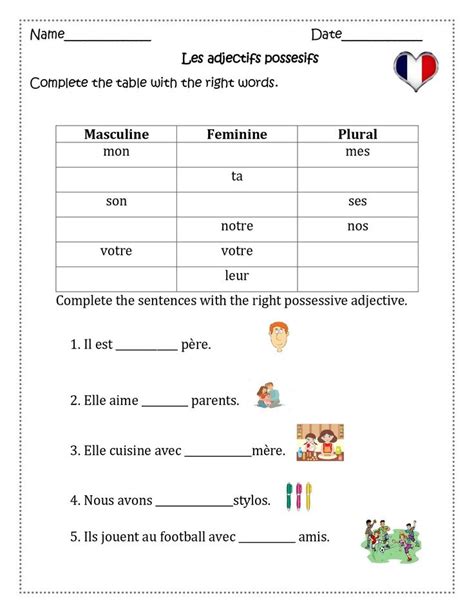 French Possessive Adjectives Les Adjectifs Possessifs Made By Teachers Possessive