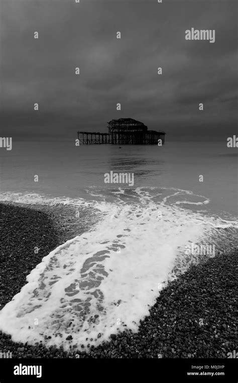 Dramatic Skies Over The Ruined West Pier Brighton And Hove East Sussex