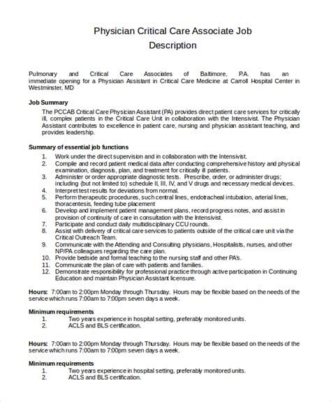 Free 8 Sample Physician Assistant Job Description Templates In Pdf