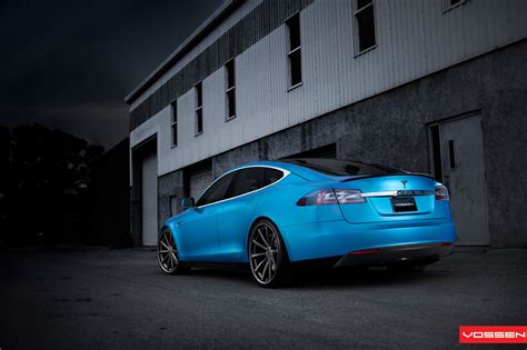 Breathtaking Blue Tesla Model S Enhanced With Beautiful Vossen Rims | CARiD.com Gallery