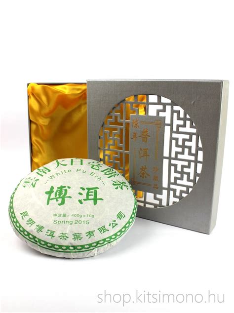 White Pu erh beeng cha 400g os préselt tea díszdobozban Kitsimono