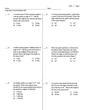 Sohcahtoa Word Problems Worksheet With Answers Pdf 2020-2024 ...