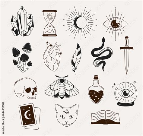 Witchcraft Mystical Astrological Esoteric Magic Objects Icons