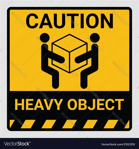 Caution Heavy Object Two Persons Lift Required Vector Image