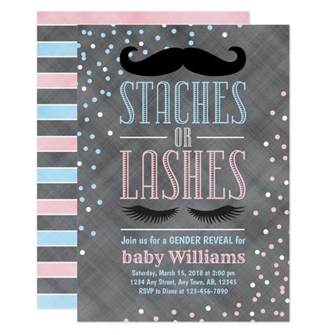 Staches Or Lashes Gender Reveal Invitation Ideas Artofit