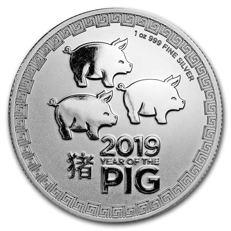 2019 1 Oz 2 NZD Niue Lunar Silver Year Of The Pig Coin BU European Mint