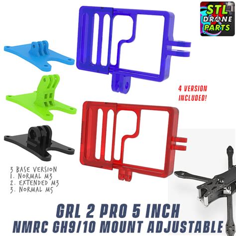 STL File GRL Pro 2 Frame NamelessRC Naked Gopro Hero 9 10 11 Mount3D