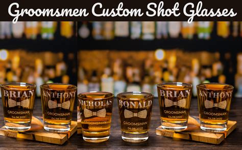 Personalized Shot Glasses Set Of 6 Groomsmen Glasses Drinking Set Custom