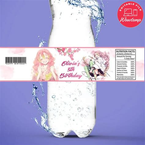 Mitsuri Birthday Water Bottle Label Template Wowtemp