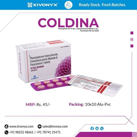 Coldina Phenylephrine Chlorpheniramine Maleate And Paracetamol Tablet