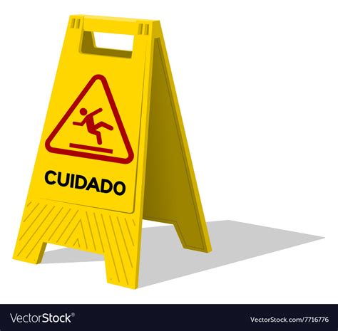 Cuidado Caution Two Panel Yellow Sign Royalty Free Vector