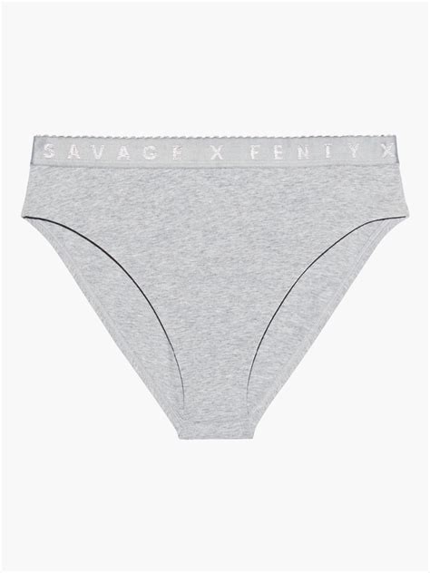 Savage X Cotton Jersey High Leg Bikini In Grey Savage X Fenty