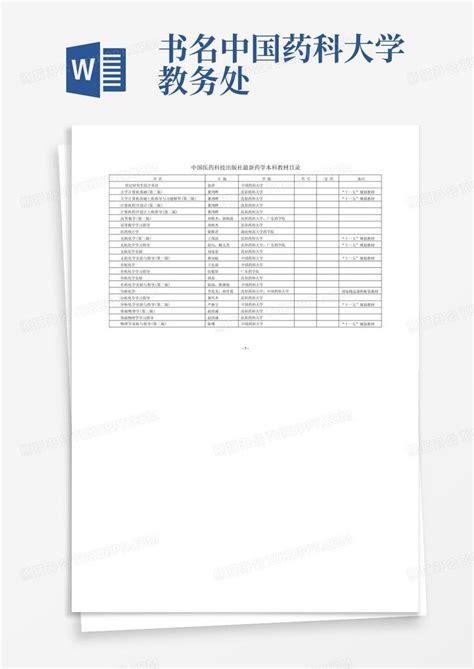 书名 中国药科大学教务处word模板下载编号qkandozm熊猫办公