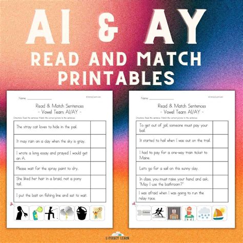 Ai And Ay Words Read Match Worksheets Free Literacy Learn Hot Sex Picture