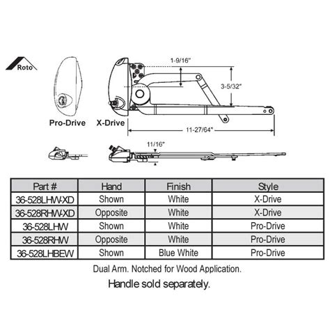 Sill Mounted Casement Operator 36 528rhw Xd Patio Door Repair Parts