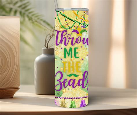 Mardi Gras Tumbler Wrap Design Sublimation Png For Oz Skinny Tumblers