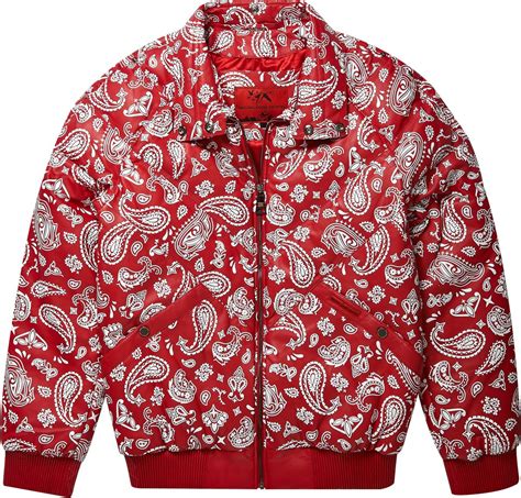 Original Goose Country Red Leather Paisley Bomber Jacket Inc Style