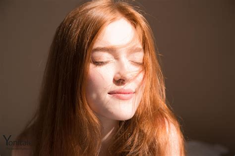 Redhead Jia Lissa Women Closed Eyes Hair In Face Smiling Women