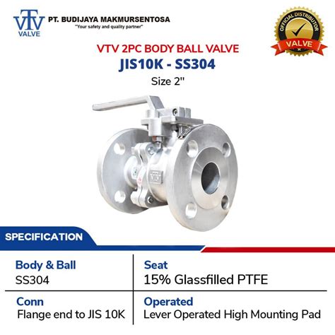 Vtv 2pcs Body High Mounting Full Bore Ball Valve Jis 10k 2 Inch