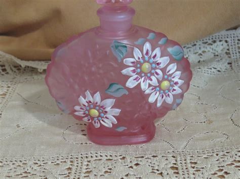 Vintage Fenton Perfume Bottle Hand Painted Artist Sig Gem