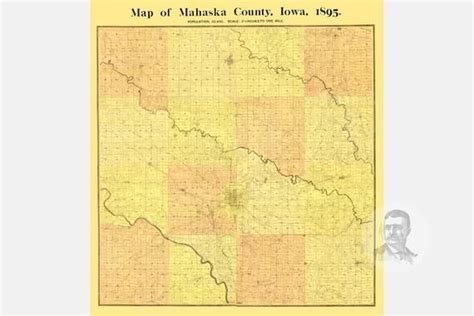 Vintage Mahaska County Map 1895 Old Map Of Mahaska County Iowa