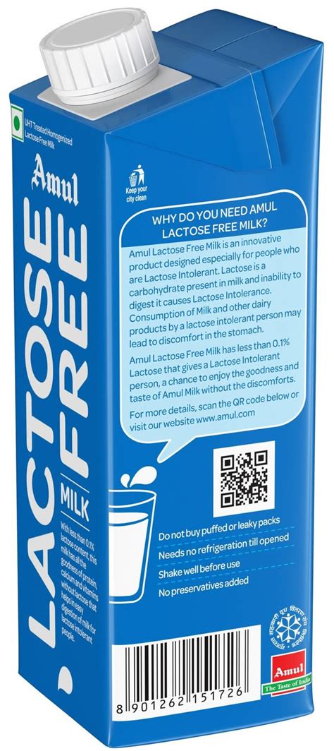 Amul Lactose Free Milk Tetra Pack 250 Ml Buy Online At 25 Near Me