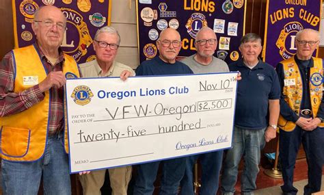 Oregon Lions Club donates check to Oregon VFW – Shaw Local