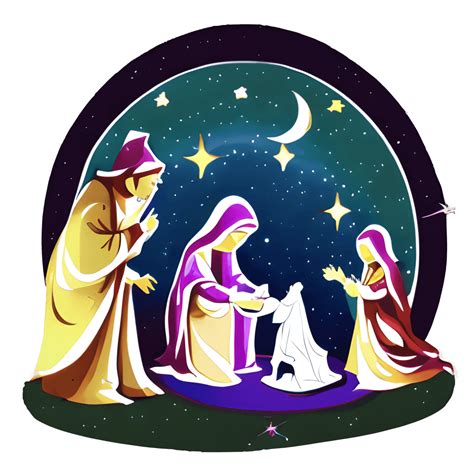 Nativity Scene Circle Stickers Creative Fabrica