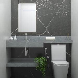 Prateleira De Banheiro Porcelanato Cinza Marmorizado 6x15x80 Bongut