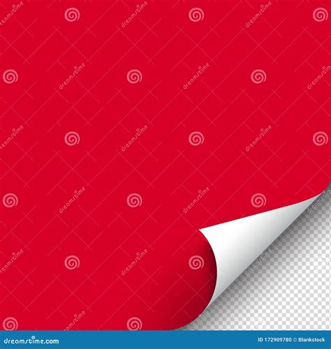 Red Paper Sticker With Curled Corner Page Curl With Shadow Template