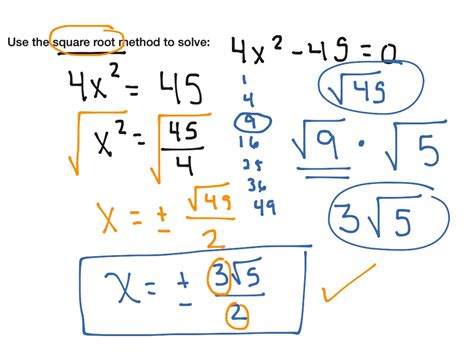 Solve Quadratic Using Square Root Method And Simplify Radica Math