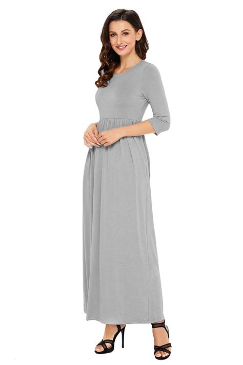 Grey Pocket Maxi Dress Maxi Dress Maxi Dress With Sleeves Long Maxi