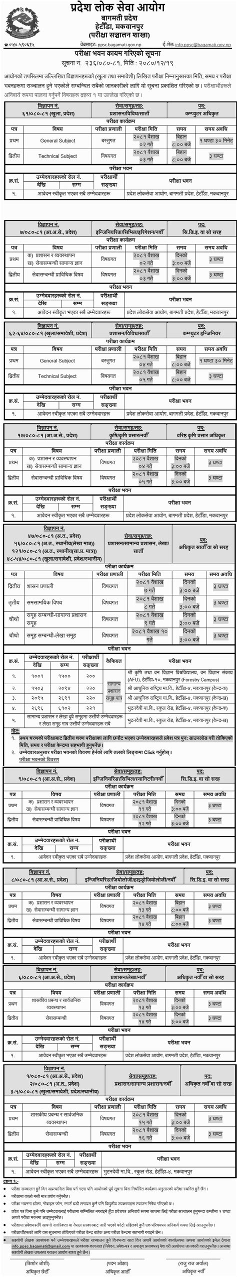 Bagmati Pradesh Lok Sewa Aayog Written Exam Center Of Th To Th Level