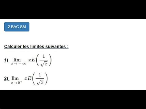 limites et continuité limite partie entière pour 2 BAC SM x E 1