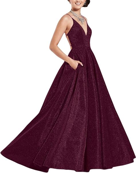 Huini Abendkleider Damen Elegant Ballkleid Glitzer Prinzessin Abiballkleid Rückenfrei