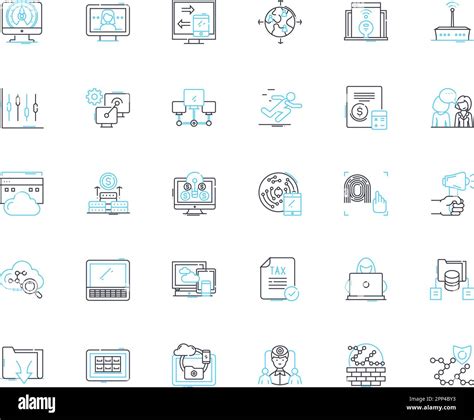 Digital Assets Linear Icons Set Cryptocurrency Bitcoin Ethereum